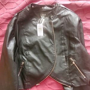Torrid black drape front cropped moto jacket